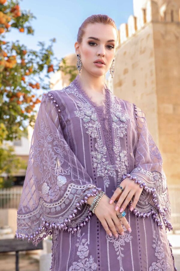 MARIA B ORGANZA SEQUENCE EMBROIDERY HANDWORK & CUTWORK | Purple 💜 ZR COLLECTION - Image 6