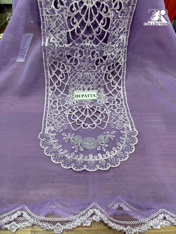 MARIA B ORGANZA SEQUENCE EMBROIDERY HANDWORK & CUTWORK | Purple 💜 ZR COLLECTION - Image 7