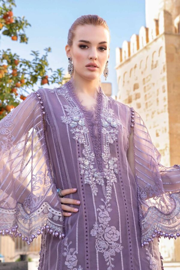 MARIA B ORGANZA SEQUENCE EMBROIDERY HANDWORK & CUTWORK | Purple 💜 ZR COLLECTION - Image 4