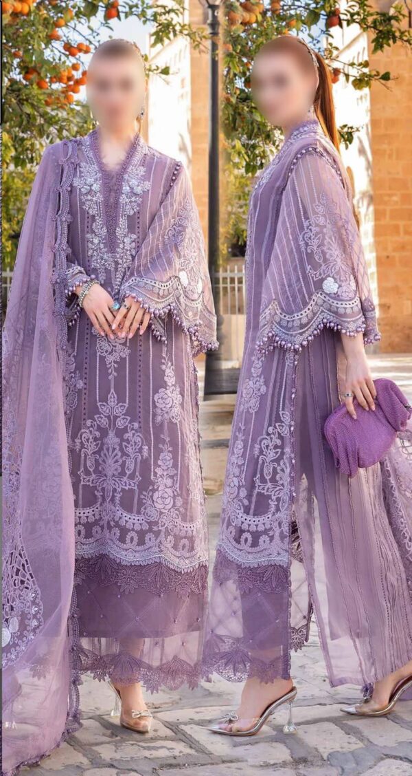 MARIA B ORGANZA SEQUENCE EMBROIDERY HANDWORK & CUTWORK | Purple 💜 ZR COLLECTION - Image 2