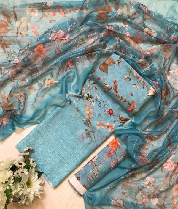 CHICKENKARI 3 PIECE SUITS WITH AARI EMBROIDERED DUPATTA COLLECTION - Image 34