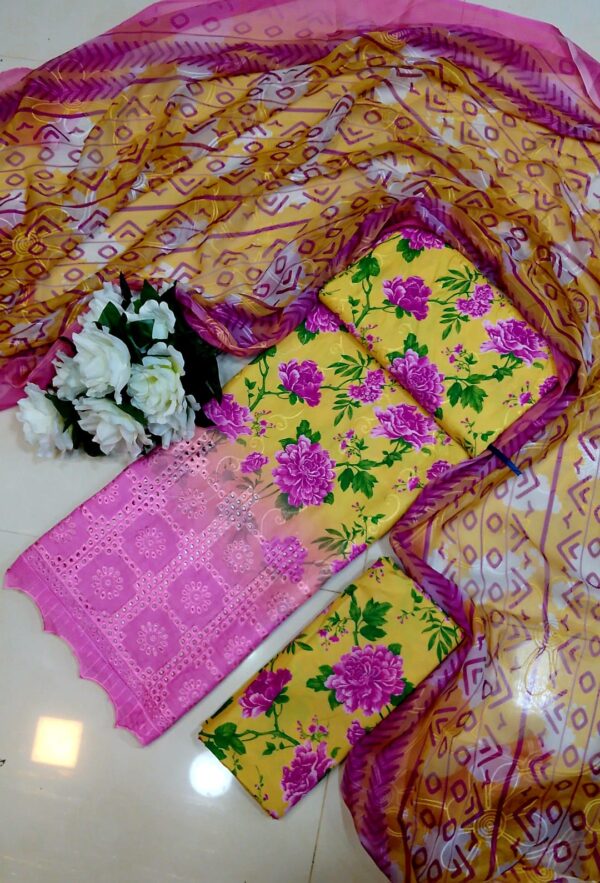 CHICKENKARI 3 PIECE SUITS WITH AARI EMBROIDERED DUPATTA COLLECTION - Image 30
