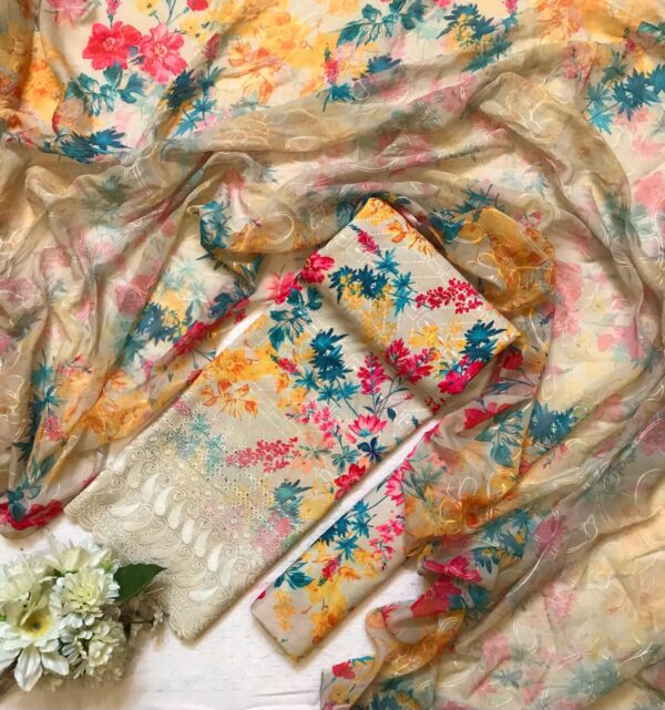 CHICKENKARI 3 PIECE SUITS WITH AARI EMBROIDERED DUPATTA COLLECTION - Image 32