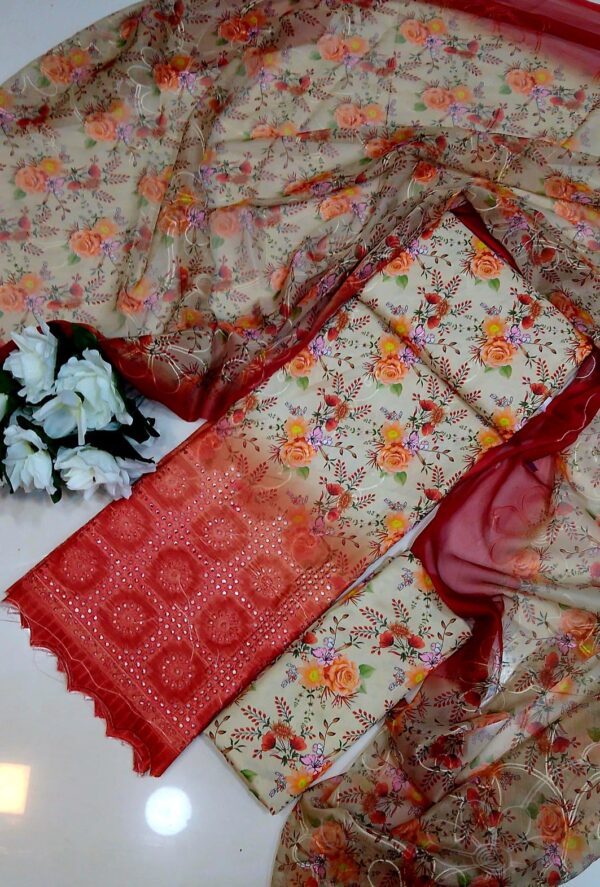 CHICKENKARI 3 PIECE SUITS WITH AARI EMBROIDERED DUPATTA COLLECTION - Image 27