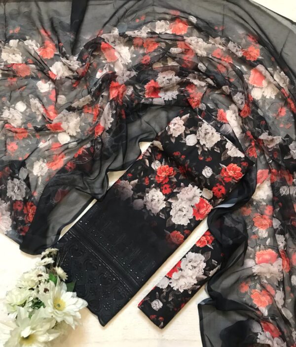 CHICKENKARI 3 PIECE SUITS WITH AARI EMBROIDERED DUPATTA COLLECTION - Image 23