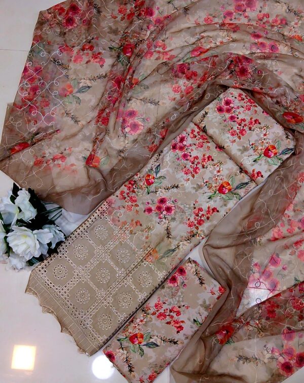 CHICKENKARI 3 PIECE SUITS WITH AARI EMBROIDERED DUPATTA COLLECTION - Image 15