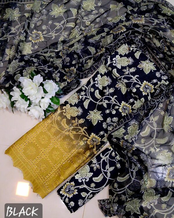 CHICKENKARI 3 PIECE SUITS WITH AARI EMBROIDERED DUPATTA COLLECTION - Image 11