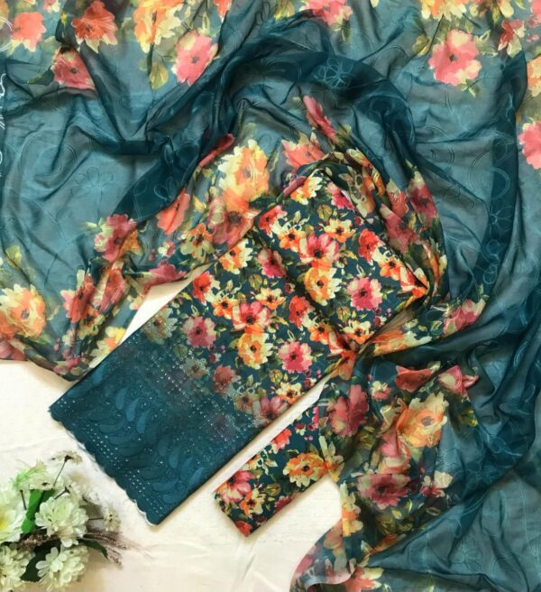 CHICKENKARI 3 PIECE SUITS WITH AARI EMBROIDERED DUPATTA COLLECTION - Image 7