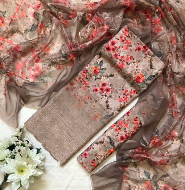 CHICKENKARI 3 PIECE SUITS WITH AARI EMBROIDERED DUPATTA COLLECTION - Image 8