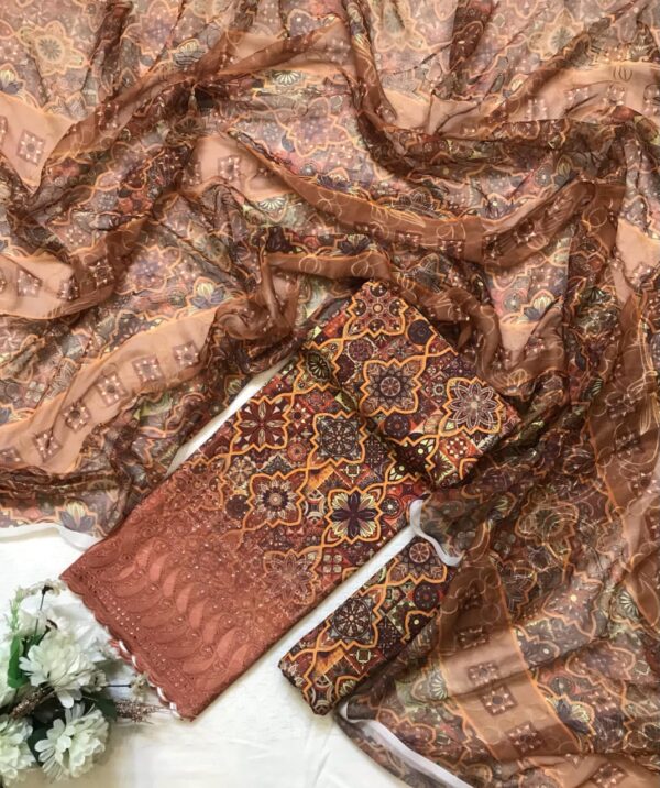 CHICKENKARI 3 PIECE SUITS WITH AARI EMBROIDERED DUPATTA COLLECTION - Image 6