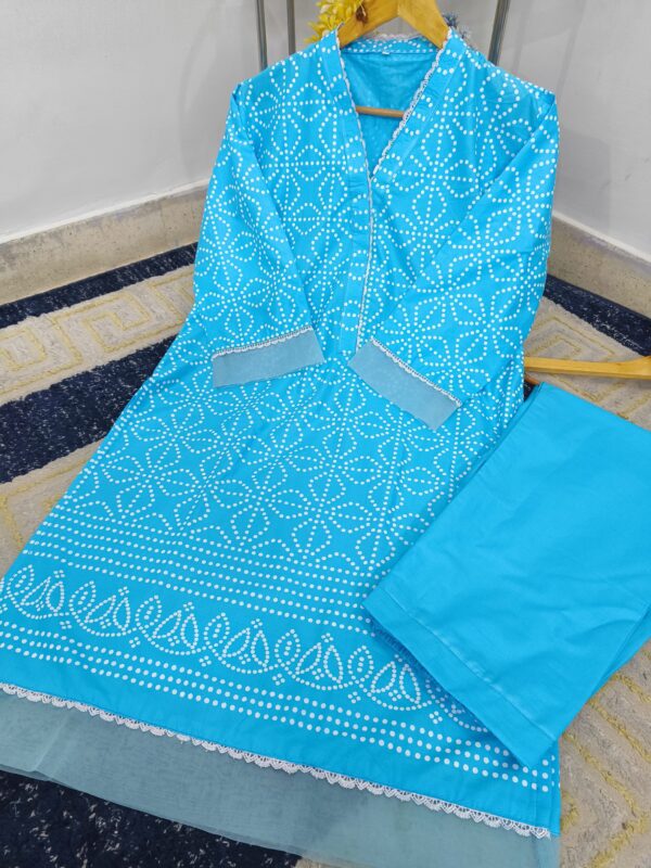 BLOCK PRINTED WITH ORGANZA PATCH WORK CHARM 2 PIECE SET - Image 8