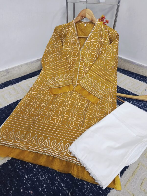 BLOCK PRINTED WITH ORGANZA PATCH WORK CHARM 2 PIECE SET - Image 5