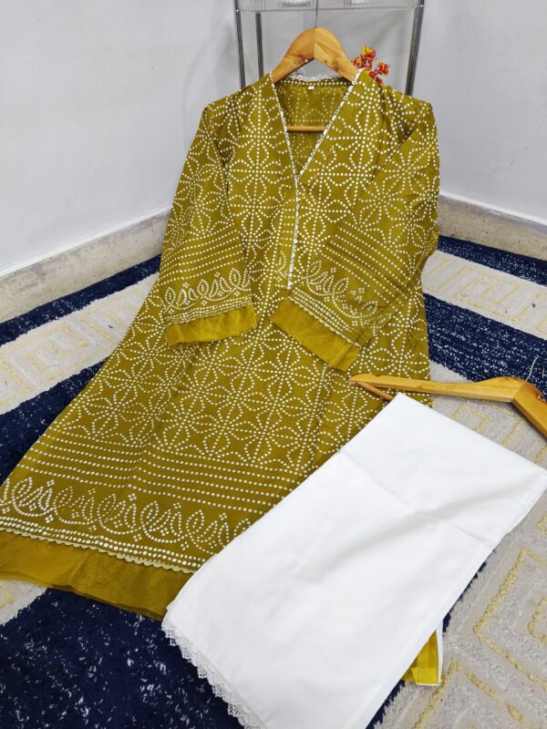 BLOCK PRINTED WITH ORGANZA PATCH WORK CHARM 2 PIECE SET