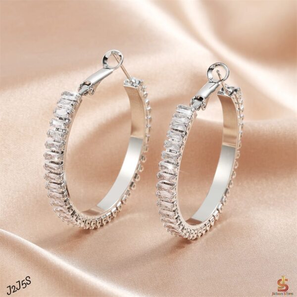 Big Round Crystal Hoops Earrings - Image 2