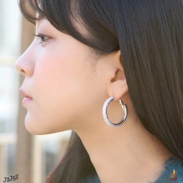 Big Round Crystal Hoops Earrings - Image 3