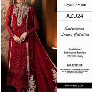 AZURE (Royal Crimson) AZU24 | Embroidered Luxury 3 Piece Collection