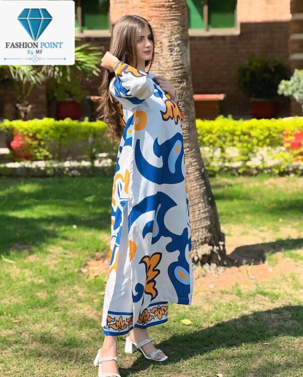 Long Digital 2 Piece Printed Shirt With Bell Bottom Trouser