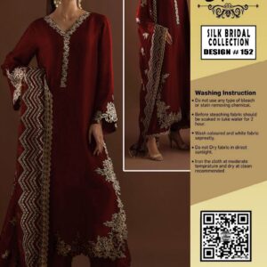 Heer | SILK Maroon 3 Piece Embroidery COLLECTION | Design # 152