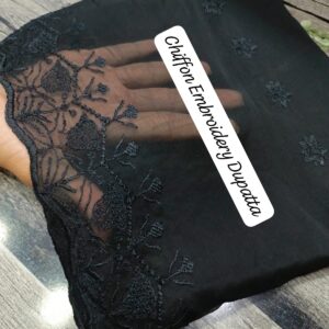 CHIFFON CUT WORK AARI EMBROIDERY BORDER BLACK DUPATTA COLLECTION
