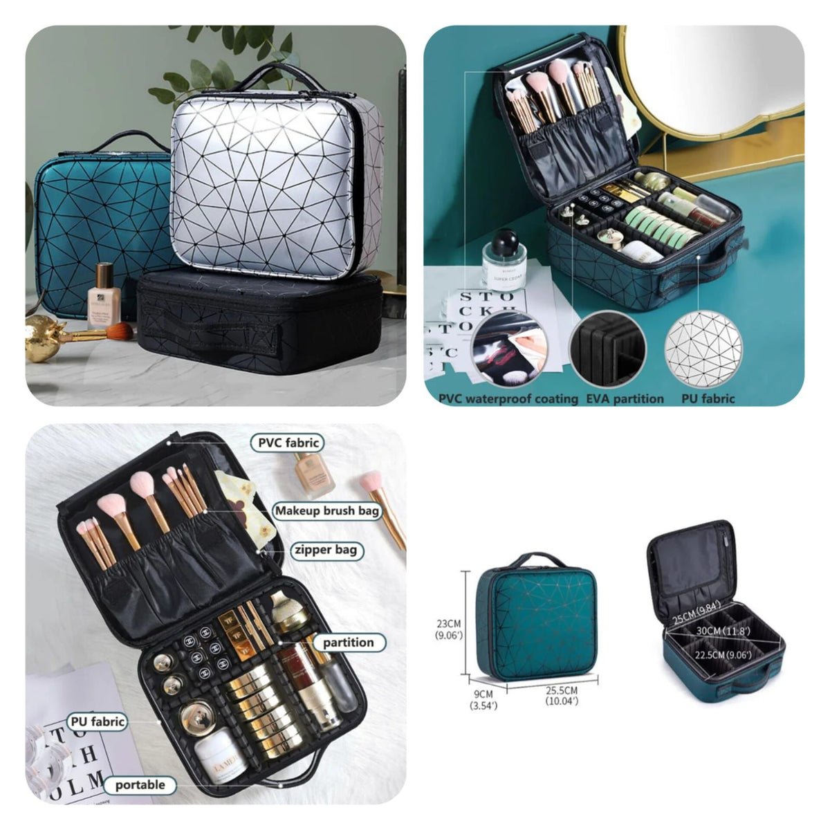 Portable Waterproof Makeup Organizer Travelling Bag with Adjustable Compartment