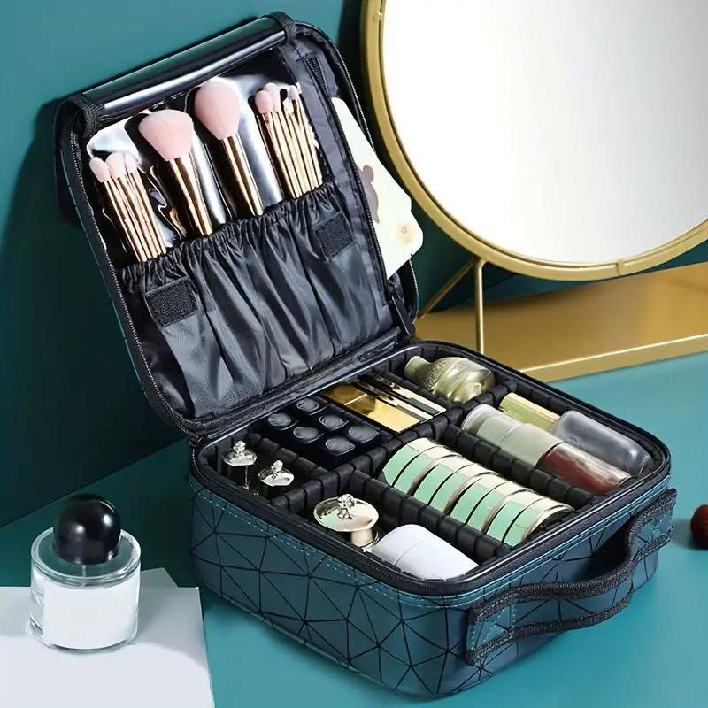 Portable Waterproof Makeup Organizer Travelling Bag with Adjustable Compartment - Image 2
