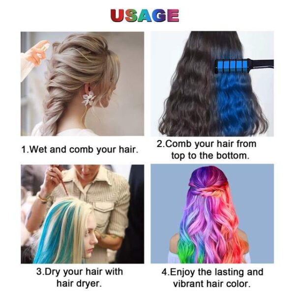 Temporary Colorful Hair Comb 10 PC's box - Image 4