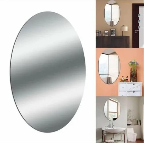 3D Oval Shape Self Adhesive Wall Sticker Mirror (Non-Glass) Unbreakable Plastic Sheet