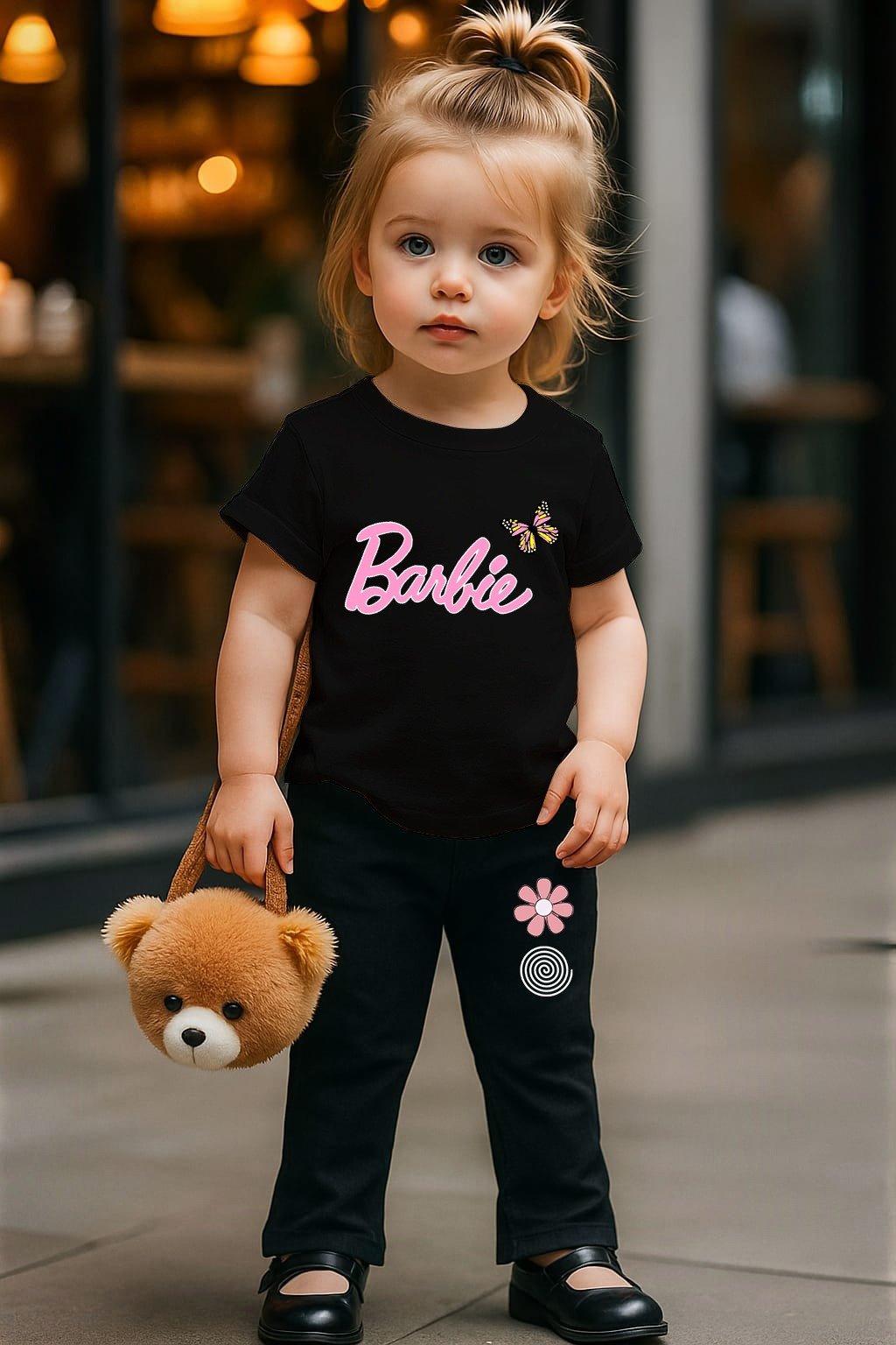 GRAND BAZAAR | TRACKSUIT FOR KID'S | Printed T-Shirt & Trouser | Black Serie's