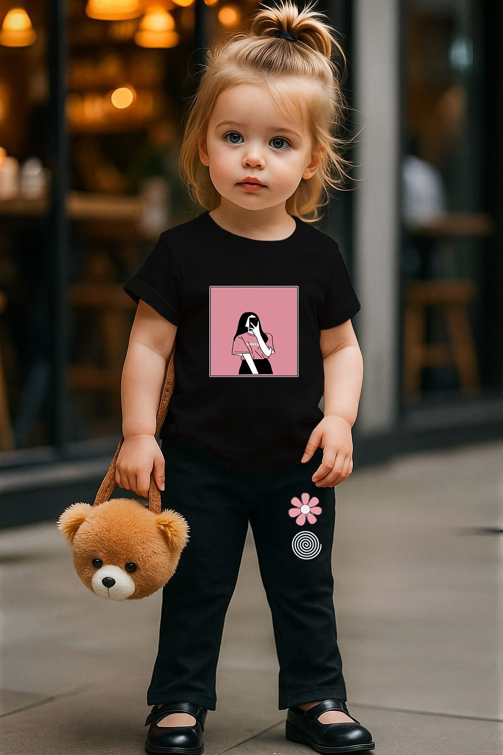 GRAND BAZAAR | TRACKSUIT FOR KID'S | Printed T-Shirt & Trouser | Black Serie's - Image 4