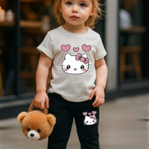 GRAND BAZAAR | TRACKSUIT FOR KID'S | Printed Off White T-Shirt & Black Trouser Serie's