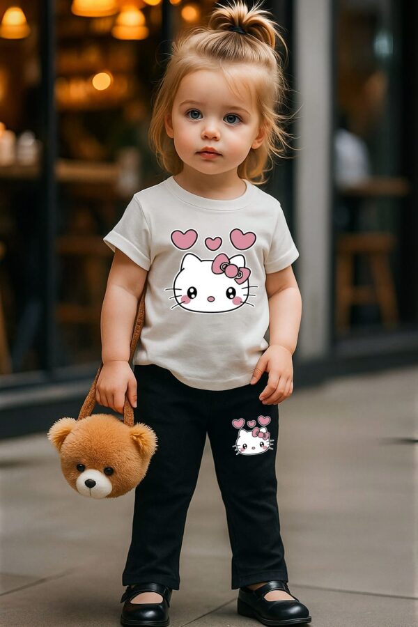 GRAND BAZAAR | TRACKSUIT FOR KID'S | Printed Off White T-Shirt & Black Trouser Serie's