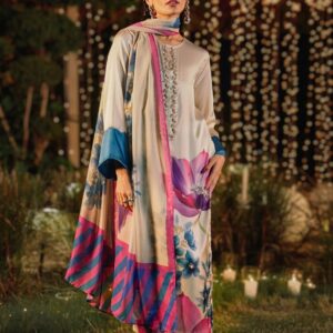 LULUSAR | Heavy Embroidered Embellished Handwork Digital Print 3 Piece Unstitched Silk Collection