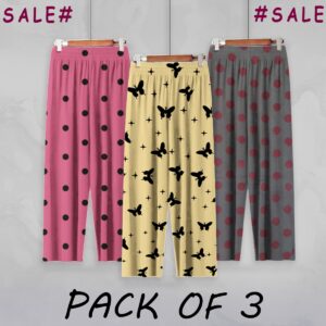 PACK of 3 PRINTED FLAPPERS | Pink _ Light Yellow/Cream _ Grey